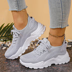 Women's Sneakers with Mesh Upper and Chunky Sole - 2