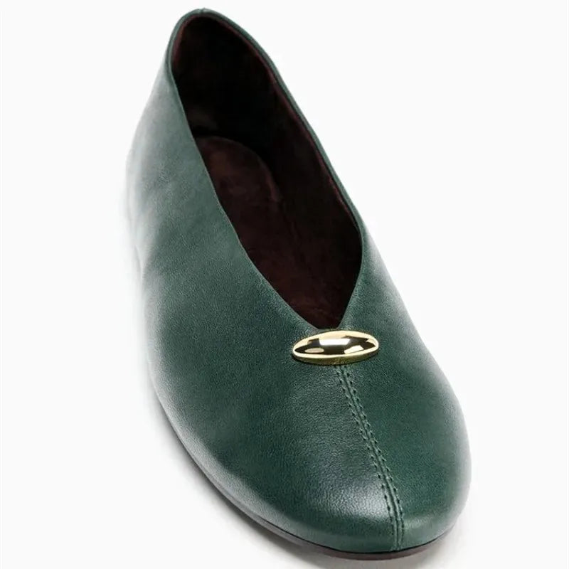 Women's Ballet Flats with Metal Buckle Detail - 7