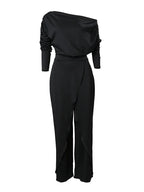 Women's Wide-Leg Jumpsuit with Cold-Shoulder Neckline and Draped Front - 5