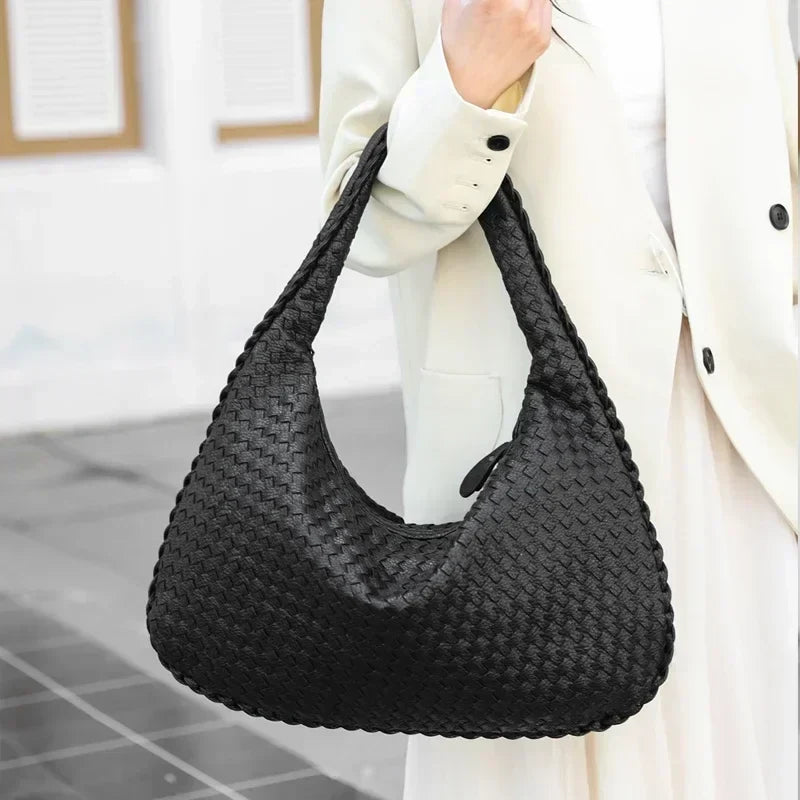 Women's Shoulder Bag with Woven Braided Texture - 4