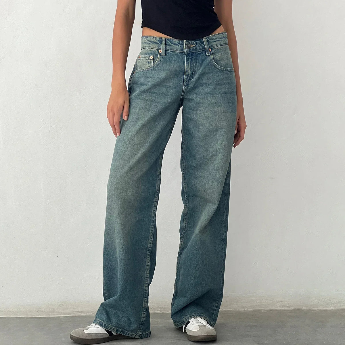 Women Wide Leg Jeans High Waist Relaxed Fit - Wash C