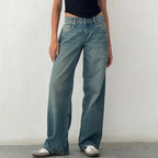Women Wide Leg Jeans High Waist Relaxed Fit - Wash C