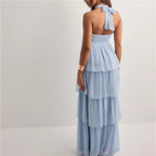 Women's Strapless Maxi Dress with Tiered Skirt and Bow Detail - 10