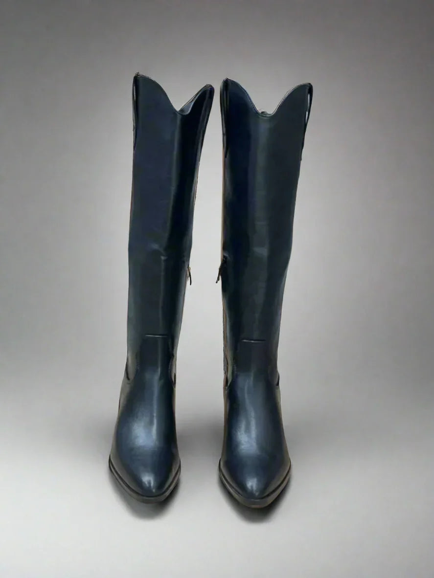 Women's Ankle Boots with Block Heel and Pull-On Style - 3