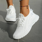 Women's Knit Trainers with Lace-Up Front and Flexible Sole - 5
