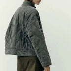 Women's Quilted Jacket with Pockets and Drawstring Waist - 6