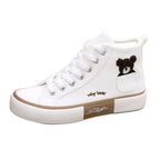 Women's High-Top Canvas Trainers with Embroidered Pocket Detail - 6