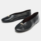 Women's Ballet Flats with Metal Buckle Detail - Black
