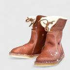 Women's Ankle Boots with Fleece Trim and Lace-Up Front - 5