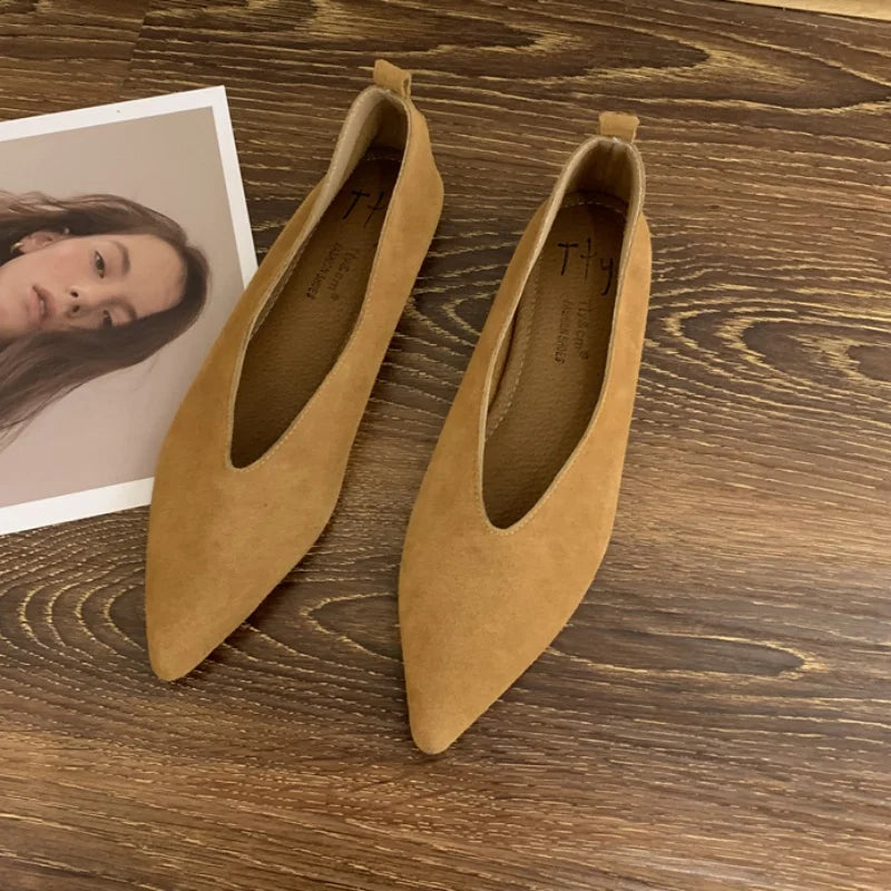 Women's Square-Toe Ballet Flats with Vintage Loafer Silhouette - Yellow
