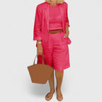 Women's Blazer and Shorts Two-Piece Set with High-Waisted Fit - 5