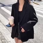 Women's Single-Breasted Blazer with Structured Shoulders - 8