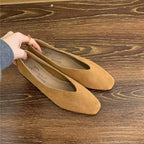 Women's Square-Toe Ballet Flats with Vintage Loafer Silhouette - 5