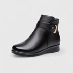 Women's Ankle Boots with Buckle Detail and Faux Fur Trim - 3