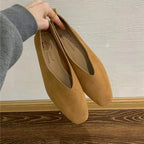 Women's Square-Toe Ballet Flats with Vintage Loafer Silhouette - 12