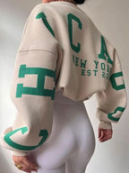 Women's Oversized Sweatshirt with City Print and Crew Neck - 2