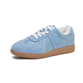 Women's Flatform Sneakers with Lace-Up Front and Panel Design - Blue Fluff