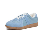 Women's Flatform Sneakers with Lace-Up Front and Panel Design - Blue Fluff