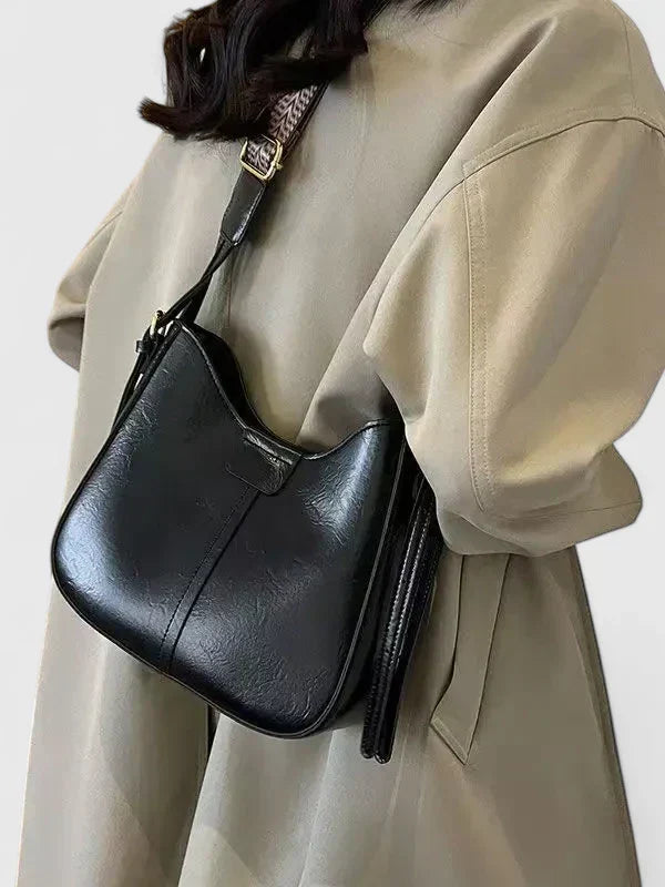 Women's Shoulder Bag with Curved Silhouette and Adjustable Strap - 5