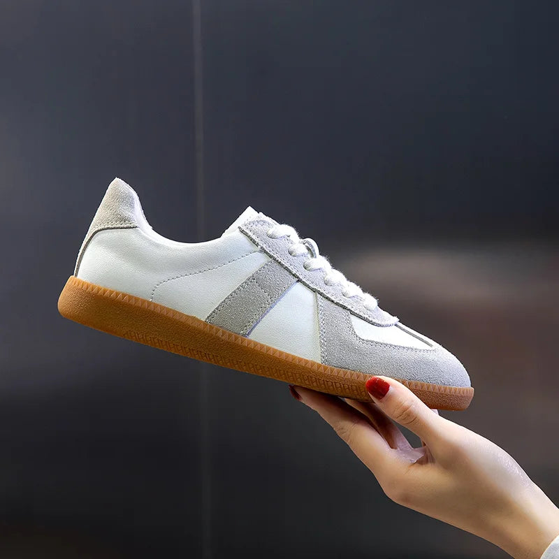 Women's Flatform Sneakers with Lace-Up Front and Panel Design - 2