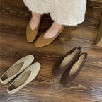 Women's Square-Toe Ballet Flats with Vintage Loafer Silhouette - 2