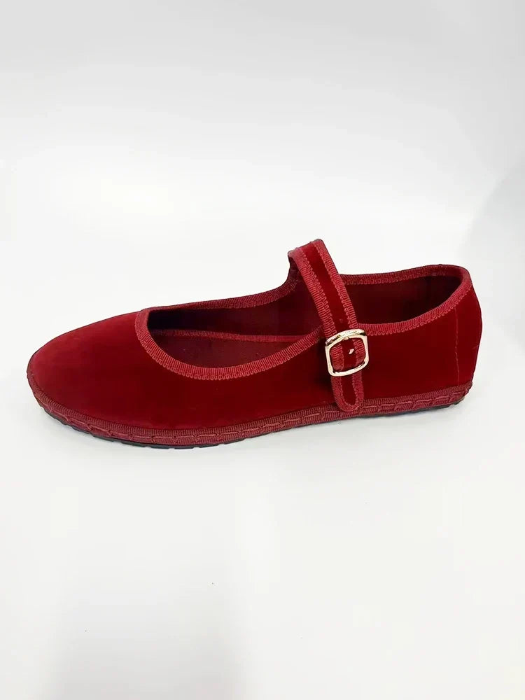 Women's Mary Jane Ballet Flats with Strap Detail - 5