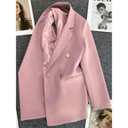 Women's Blazer Double-Breasted with Notched Lapel and Structured Fit - 7