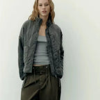 Women's Quilted Jacket with Pockets and Drawstring Waist