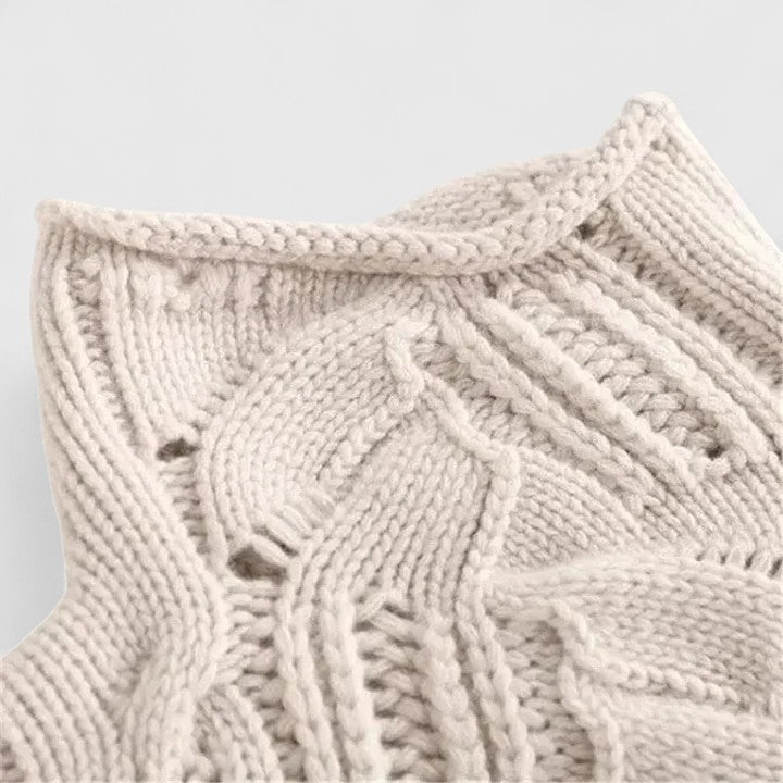 Women's Jumper High Neck Cable Knit Long Sleeve - 4