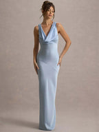 Women's Sleeveless Bodycon Maxi Dress with Cowl Neckline - 5