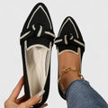 Women's Loafers with Knot Detail and Pointed Toe - Black