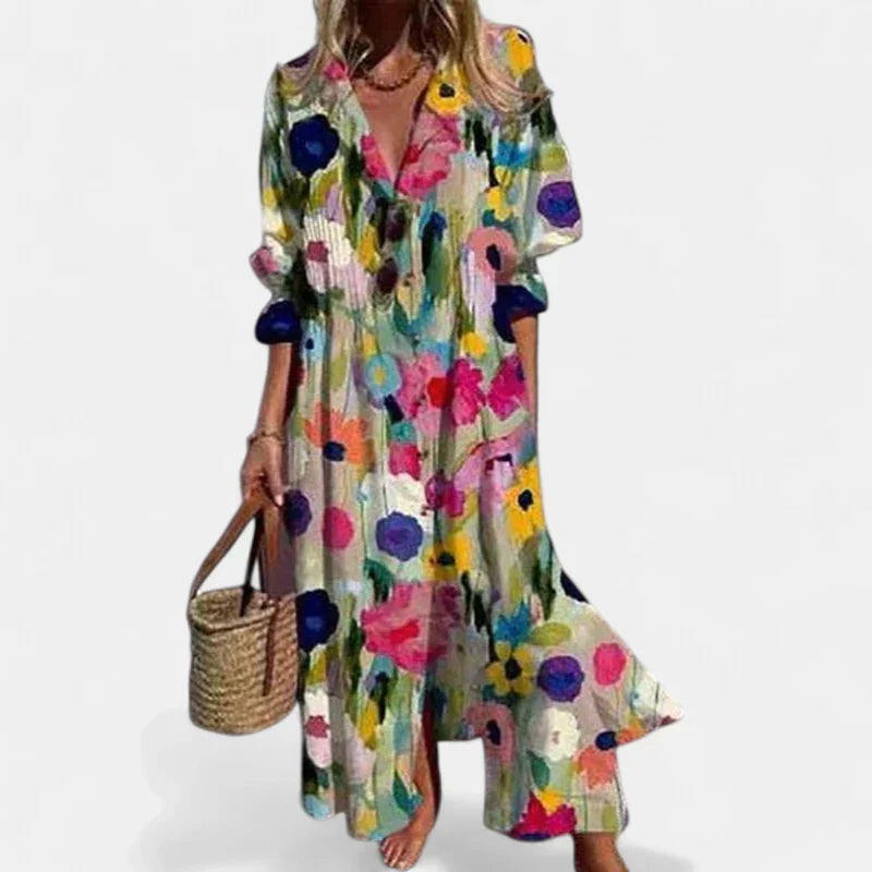 Women's Chic Boho Maxi Dress - Multi Color 1