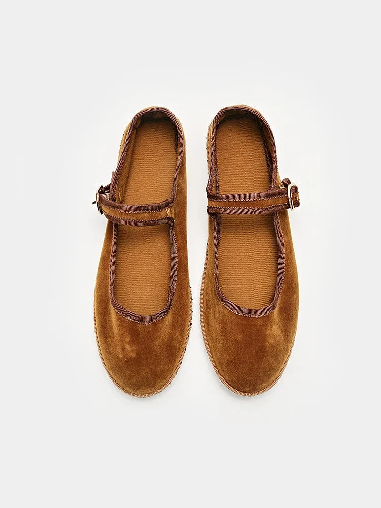 Women's Mary Jane Ballet Flats with Strap Detail - 7