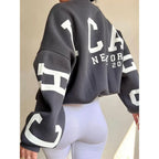 Women's Oversized Sweatshirt with City Print and Crew Neck - 5