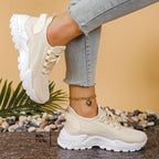 Women's Sneakers with Mesh Upper and Chunky Sole - 6