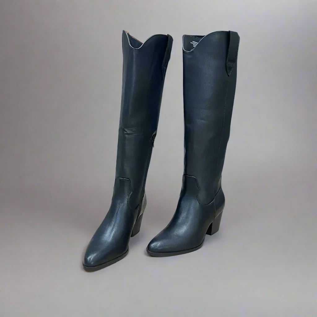 Women's Ankle Boots with Block Heel and Pull-On Style
