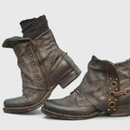 Women's Slouch Boots with Buckle Strap and Side Zip - 4