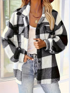 Martin | Stylish Check Fleece Jacket - Black