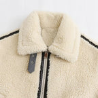 Women's Faux Fur Moto Jacket with Contrast Trim and Zip Front - 4