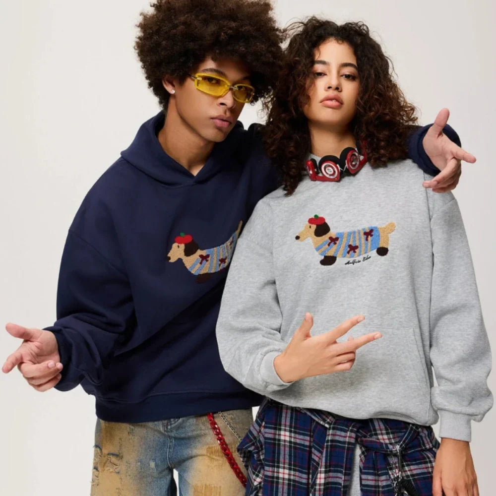 Women's Hoodie with Embroidered Dachshund Design - 3