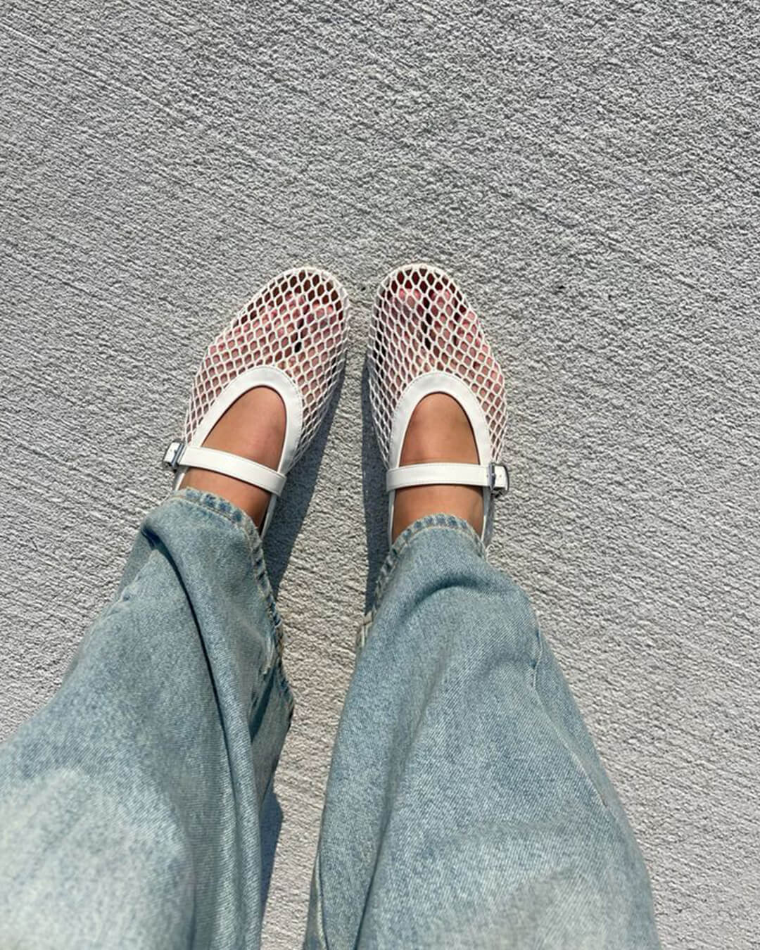 Women's Mary Jane Mesh Flats with Ankle Strap - 9