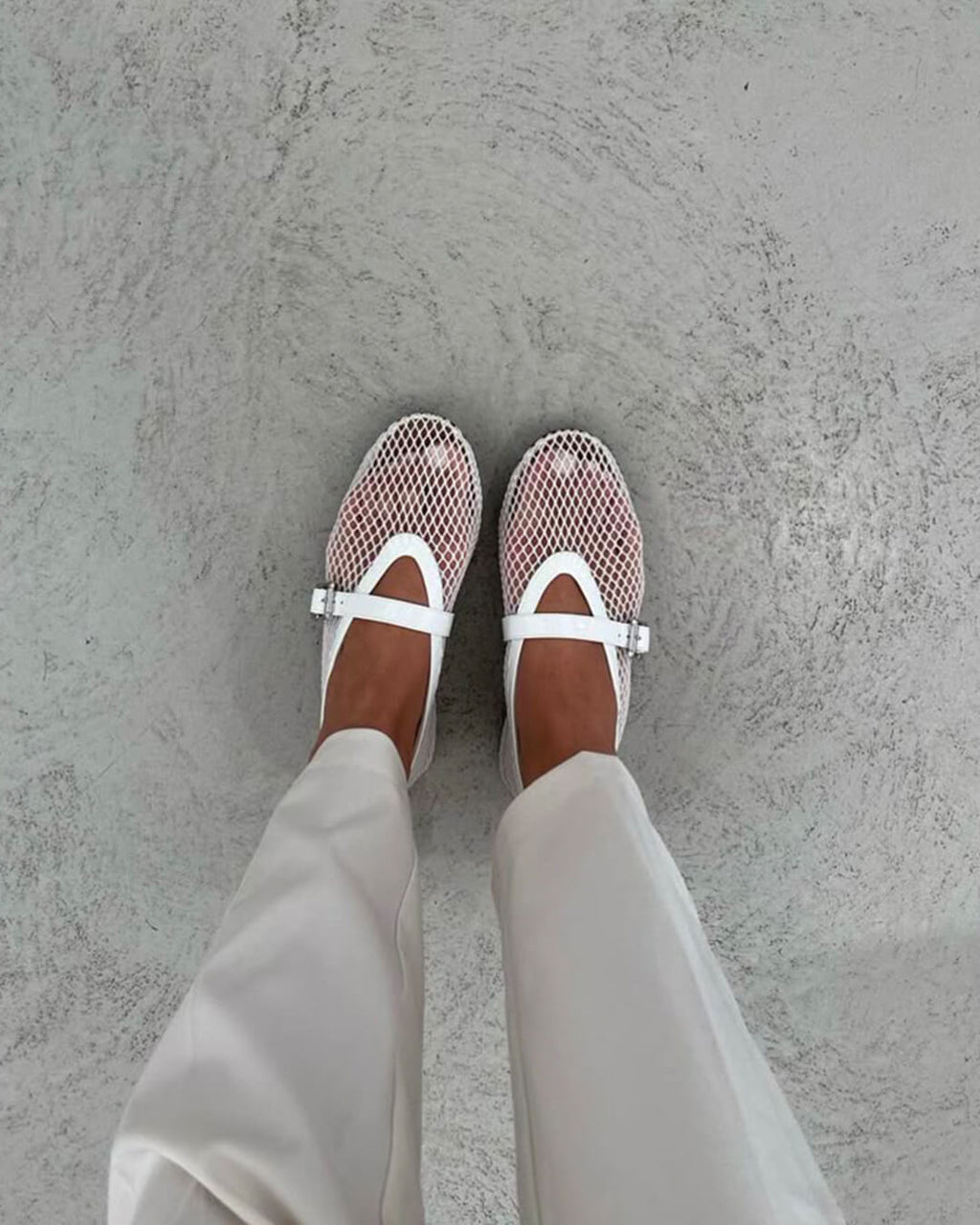 Women's Mary Jane Mesh Flats with Ankle Strap - 10