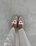 Women's Mary Jane Mesh Flats with Ankle Strap - 10