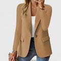 Women's Blazer Tailored Single Button with Notched Lapel - Brown