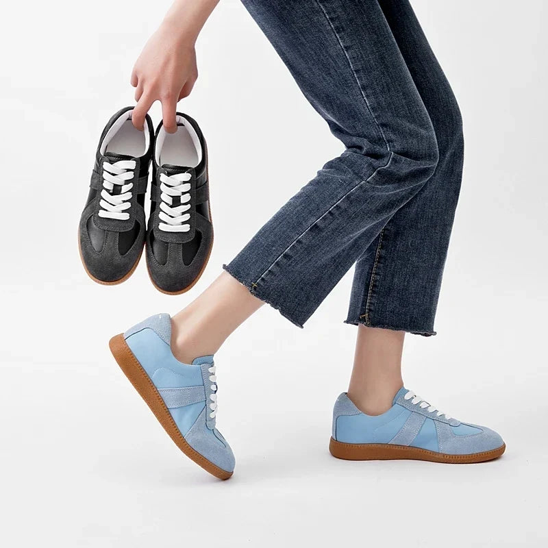 Women's Flatform Sneakers with Lace-Up Front and Panel Design - 3