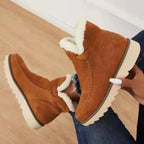Women's Ankle Boots Slip-On with Fleece Lining and Ridged Sole - 3