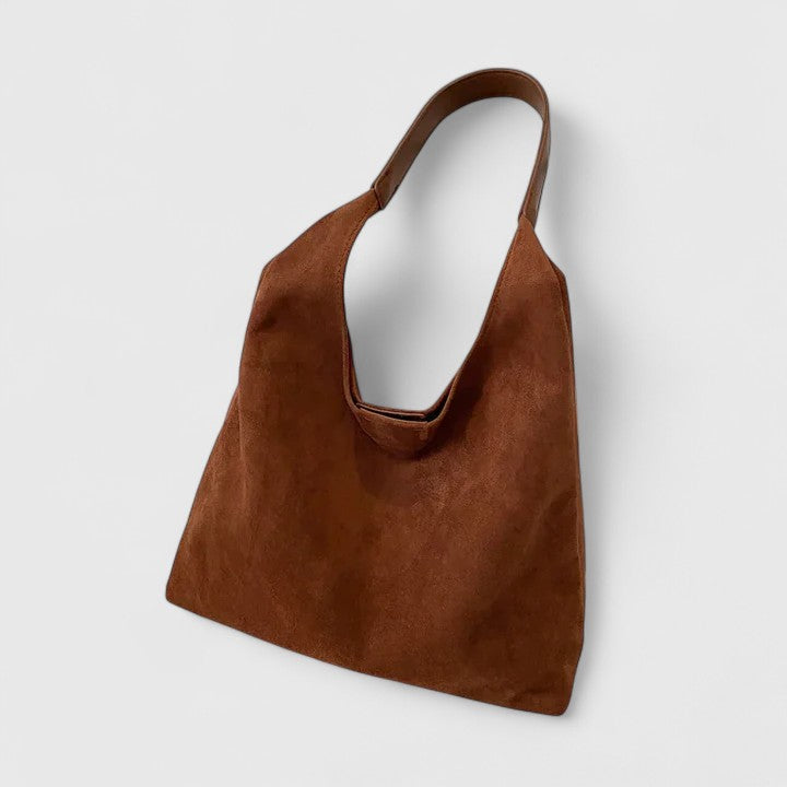 Women's Shoulder Bag with Minimalist Silhouette - Chestnut Brown