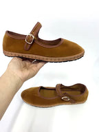 Women's Mary Jane Ballet Flats with Strap Detail - 4