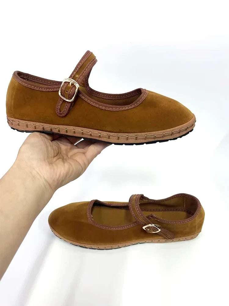 Women's Mary Jane Ballet Flats with Strap Detail - 4