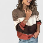 Women's Striped Jumper Long Sleeve with Round Neck - 4